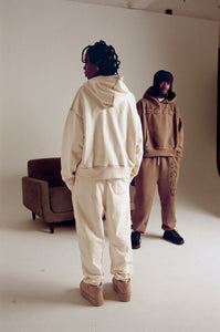 'Rip-stitch' Hoodie - Midnight Blue/Cream