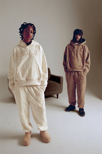 'Rip-stitch' Sweatpants - Midnight Blue/Cream