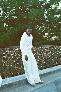 GCLO 'Chain-Stitch' Sweatpants - Bone/Titanium Grey