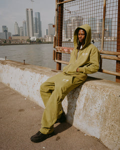 'GS' Sweatpants- Avocado Green/Cream