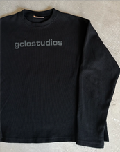 Load image into Gallery viewer, &#39;gclostudios&#39; waffle longsleee tee - black/black