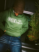 Load image into Gallery viewer, gclo 'smudged' hoodie - forest green/white