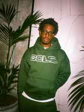 Load image into Gallery viewer, gclo 'smudged' hoodie - forest green/white