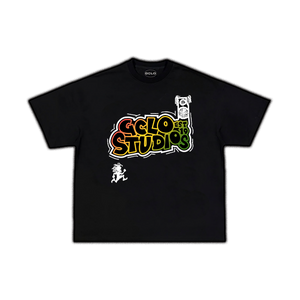 'Carnival Sunset' tee - Black/Red/Yellow/Green
