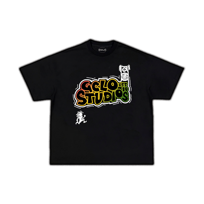 'Carnival Sunset' tee - Black/Red/Yellow/Green