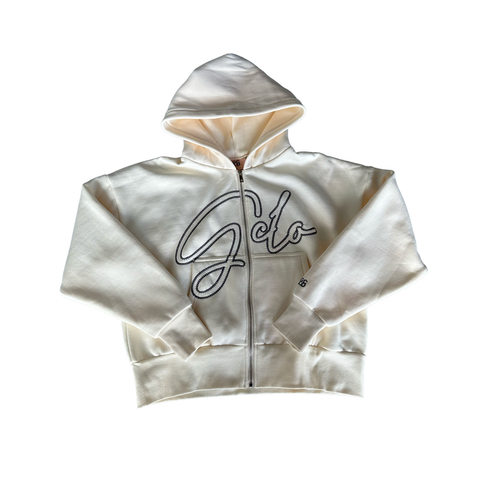 GCLO 'Chain-Stitch' Hoodie - Bone/Titanium Grey