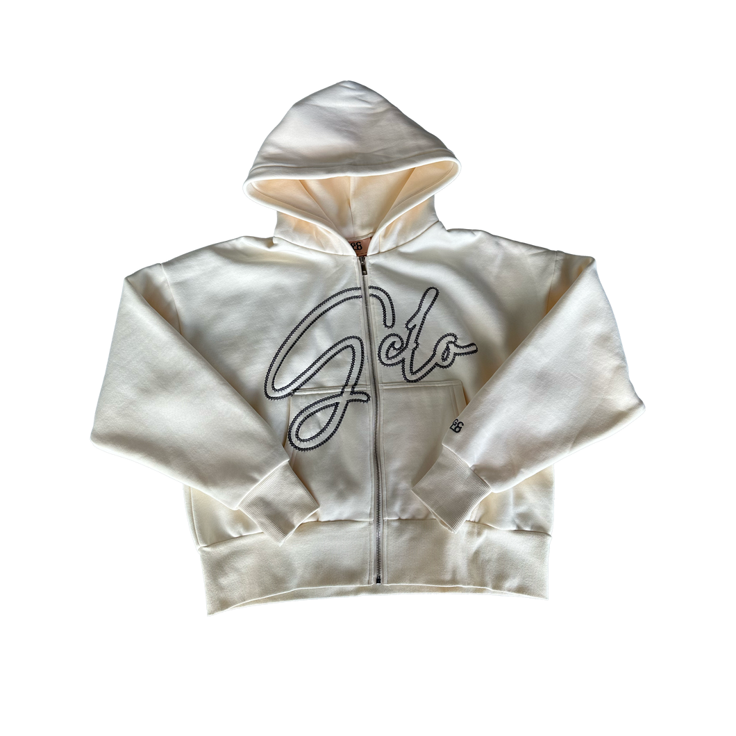 GCLO 'Chain-Stitch' Hoodie - Bone/Titanium Grey