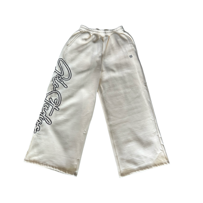 GCLO 'Chain-Stitch' Sweatpants - Bone/Titanium Grey