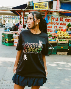 'Carnival Sunset' tee - Black/Red/Yellow/Green