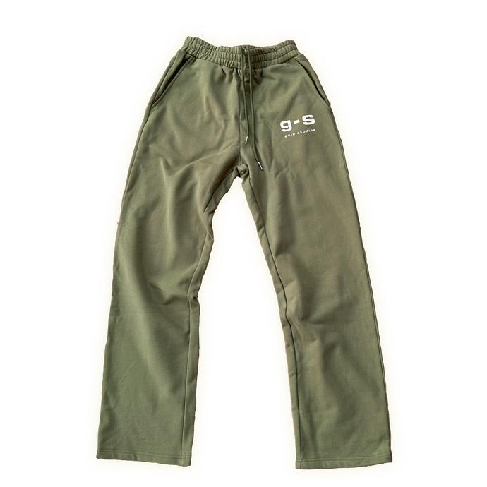 'GS' Sweatpants- Avocado Green/Cream