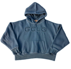 'Rip-stitch' Hoodie - Midnight Blue/Cream
