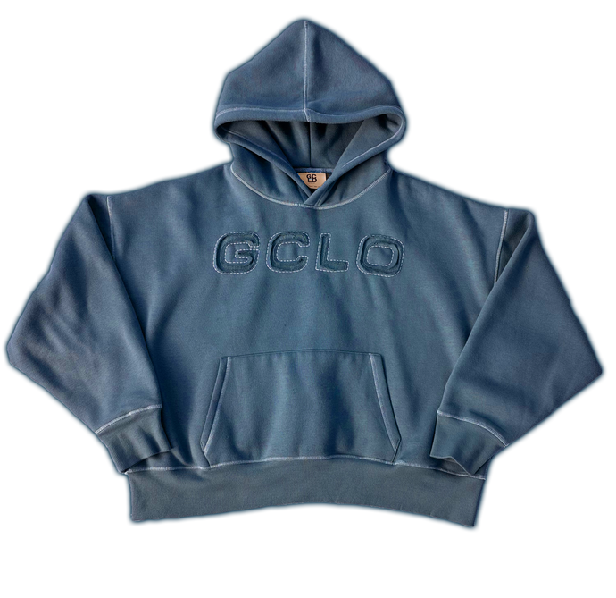 'Rip-stitch' Hoodie - Midnight Blue/Cream
