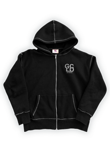 'Classic Logo' Zip Up Hoodie - Black/Frost Grey