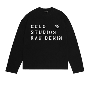 'Raw denim' longsleeve tee - Black/white
