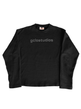 Load image into Gallery viewer, &#39;gclostudios&#39; waffle longsleee tee - black/black