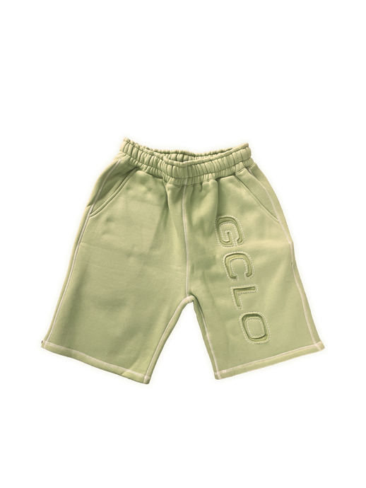 'Rip-Stitch' Shorts - Avocado Green/Cream