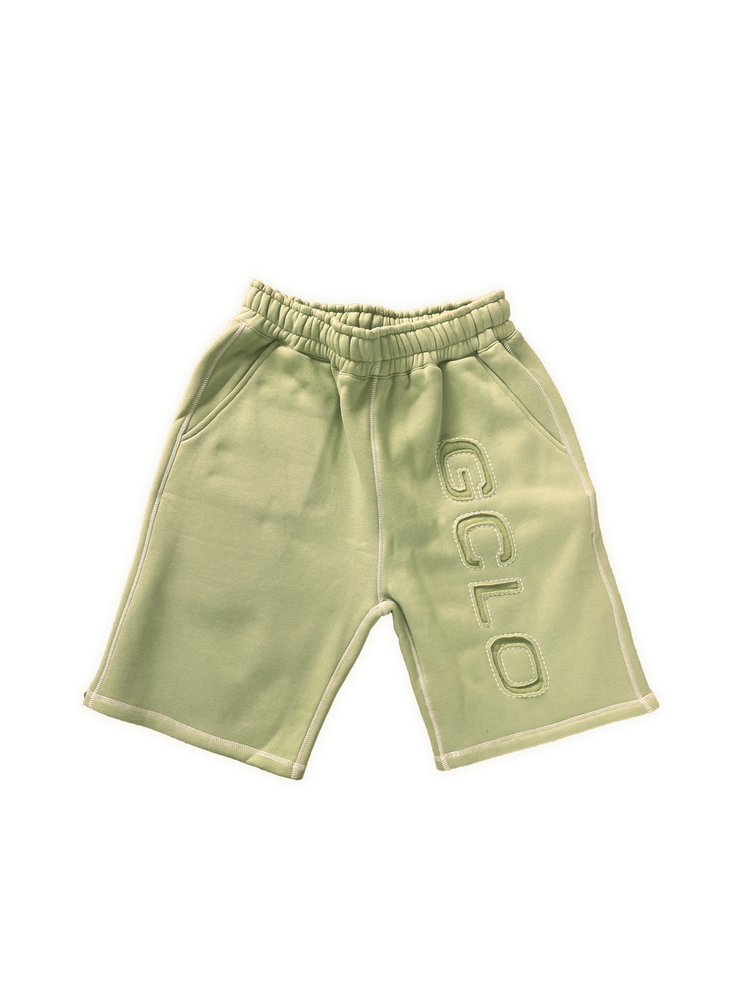 'Rip-Stitch' Shorts - Avocado Green/Cream